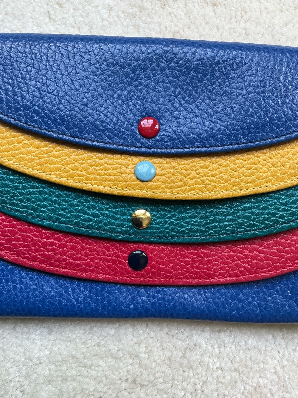 VINTAGE DESIGNER GIEFFE MULTI POCKET PEBBLED TRAVEL ENVELOPE WALLET - Picture 2 of 16
